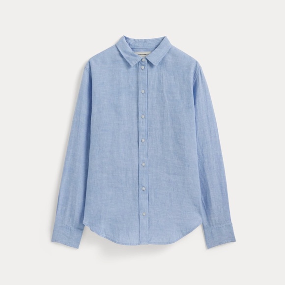 Everlane Women's Must-Have Shirt in Linen in Light Blue, Size 8 - Picture 2 of 5